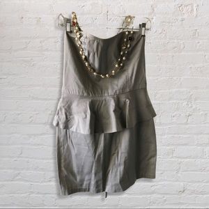 CLEARANCE $5 SALE! Gray peplum strapless dress